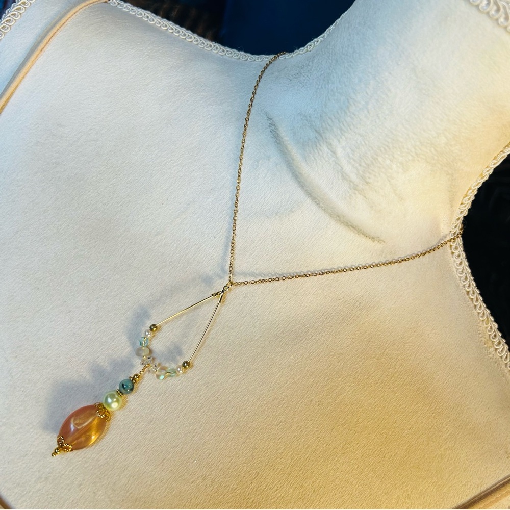 Handcrafted vintage bead changeable charm pendant on chain necklace